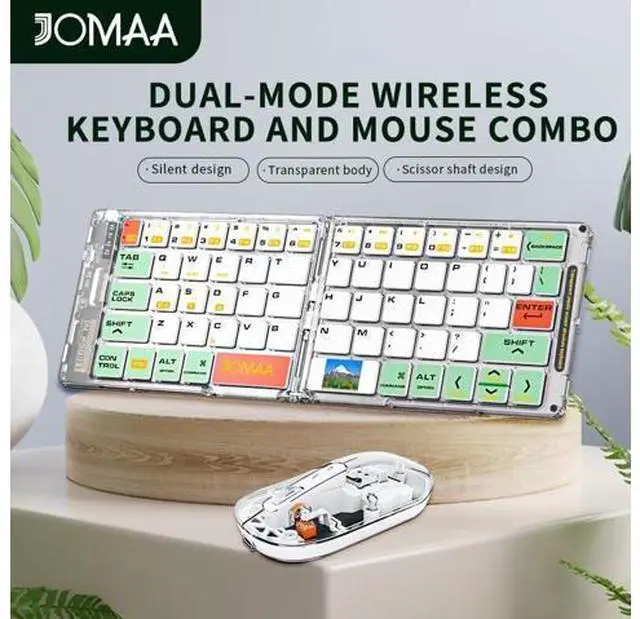 Alt view image 7 of 10 - Wireless BT Foldable Keyboard and Mouse Combo,Ultra Slim, Rechargeable, Silent, Portable Travel Keyboard for Laptop, Tablet,Phone (Green)