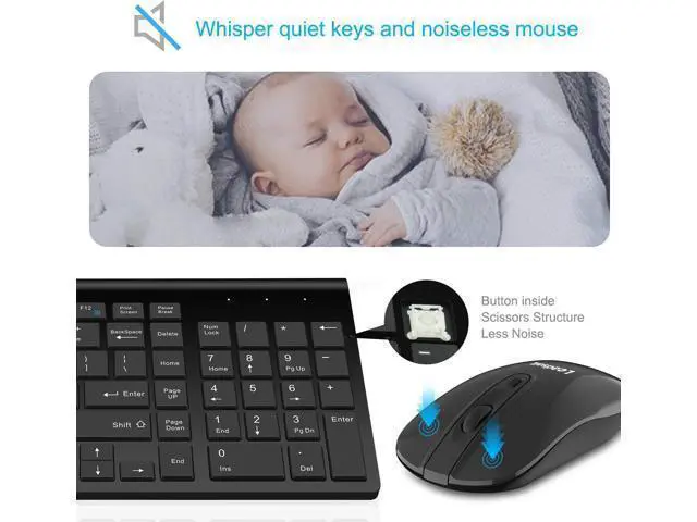 Alt view image 9 of 14 - Wireless Keyboard and Mouse Combo Wireless Mouse and Keyboards Cordless USB Computer Keyboard and Mouse Set, Ergonomic, Silent, Compact Slim for Windows Laptop, Apple, iMac, Desktop, PC