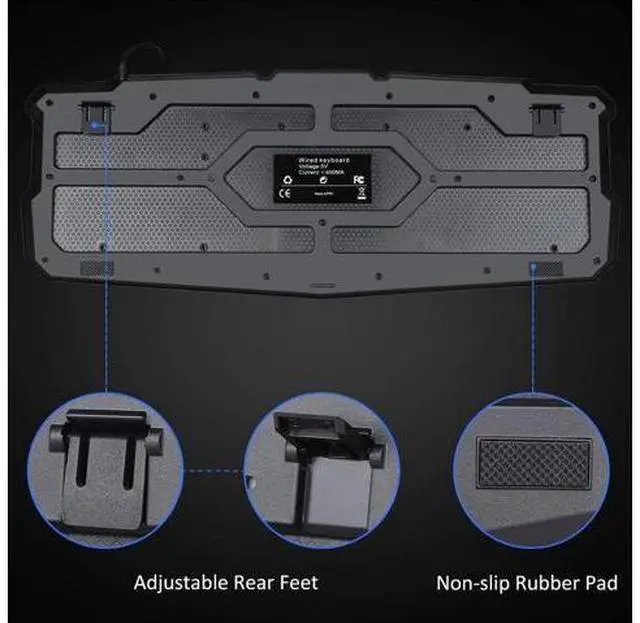 Alt view image 11 of 14 - BlueFinger Gaming Keyboard and Mouse,USB Wired Backlit Gaming Mouse and Keyboard Combo,Letters Glow, 3 Color Crack Backlit,Illumination Keyboard and Mouse Set for Game and Work