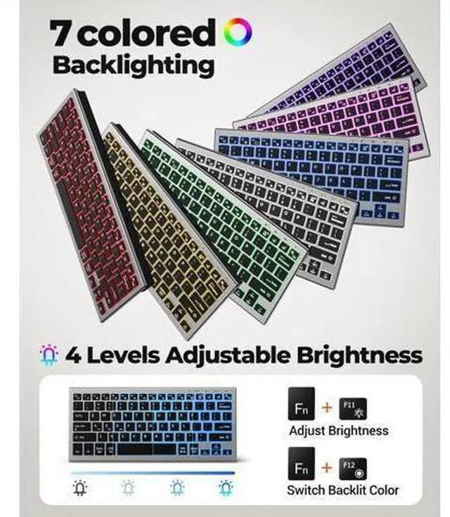Alt view image 9 of 10 - FENISIO Keyboard and Mouse, Bluetooth Slim Compact Keyboard Wireless, Scissor Switch Keyboard and Silent USB Mouse, Rechargeable Keyboard Mouse Combo for PC Laptop iPad Mac