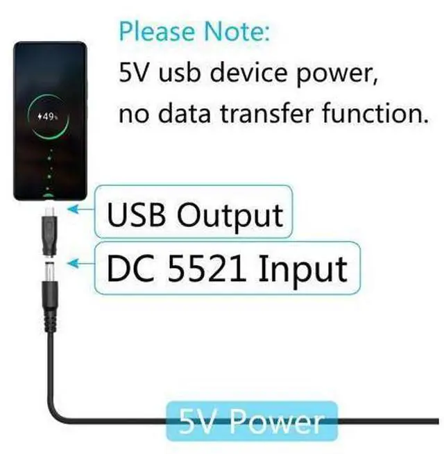 Alt view image 10 of 12 - Vszerda DC 5.5mm x 2.1mm to Micro USB Adapter, 5V DC 5521 Female to Micro USB Male Plug Convert Connector Power (4Pcs)