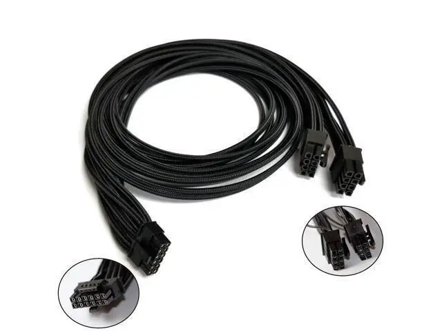 Alt view image 6 of 6 - Vszerda 2X CPU 8 Pin to 16 Pin(12+4) 12VHPWR PCI-e 5.0 Cable Compatible with GPU 3090Ti RTX 4080 4090 for 12VHPWR PCI-e Cable for A SUS/Seasonic/Phanteks Revolt (24 Inches)