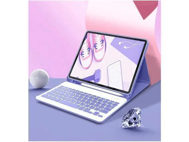 Alt view image 7 of 10 - for iPad Mini 6th Generation Keyboard Case with Mouse,for 8.3" iPad Mini 6 Case with Keyboard and Mouse, Candy Detachable Magnetic Keyboard Protective Cover with Pencil Holder (Purple)