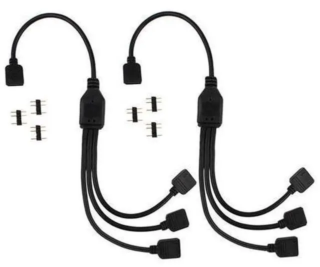 Alt view image 9 of 10 - Tiss 2 Pack 5V 3-Pin RGB 3-Way Female to x Female RBW LED Strip Splitter Cable,3 Port AURA RGB Lighting Hub w/ Gender Changer Adapter - 1 Foot