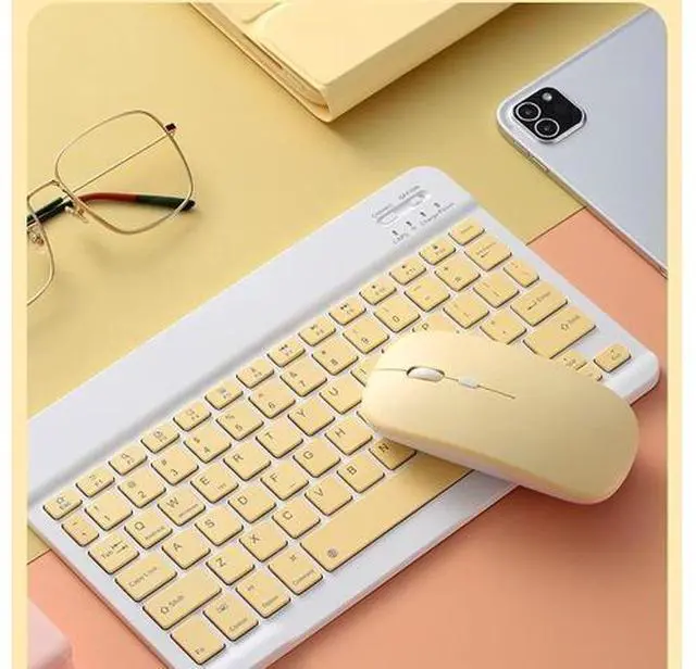 Alt view image 7 of 10 - QIYIBOCASE Keyboard Case for iPad Pro 12.9 inch, 6th/5th/4th/3rd Gen, Bluetooth Keyboard & Mouse Set with Pencil Holder, Candy Theme (Yellow)