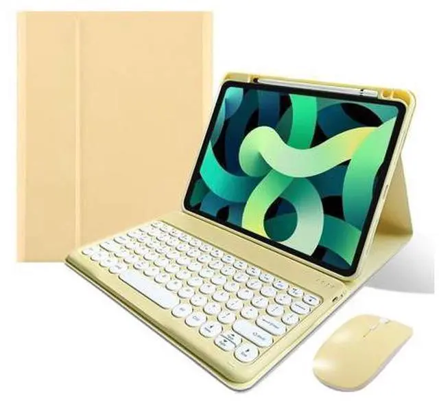 Alt view image 6 of 10 - KMXDD Keyboard Case Compatible with iPad Mini 6th Generation Keyboard Case with Bluetooth Mouse Round Key Cute Removable Color Keyboard Cover,Yellow