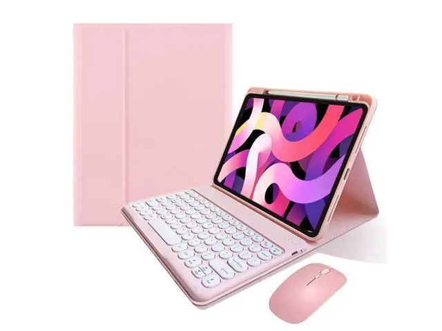 Alt view image 6 of 10 - KMXDD Keyboard Case Compatible with iPad Mini 6th Generation Keyboard Case with Bluetooth Mouse Round Key Cute Removable Color Keyboard Cover,Pink