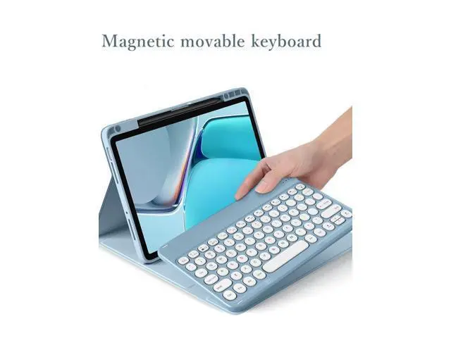 Alt view image 8 of 10 - KMXDD Keyboard Case Compatible with iPad Mini 6th Generation Keyboard Case with Bluetooth Mouse Round Key Cute Removable Color Keyboard Cover,Pink