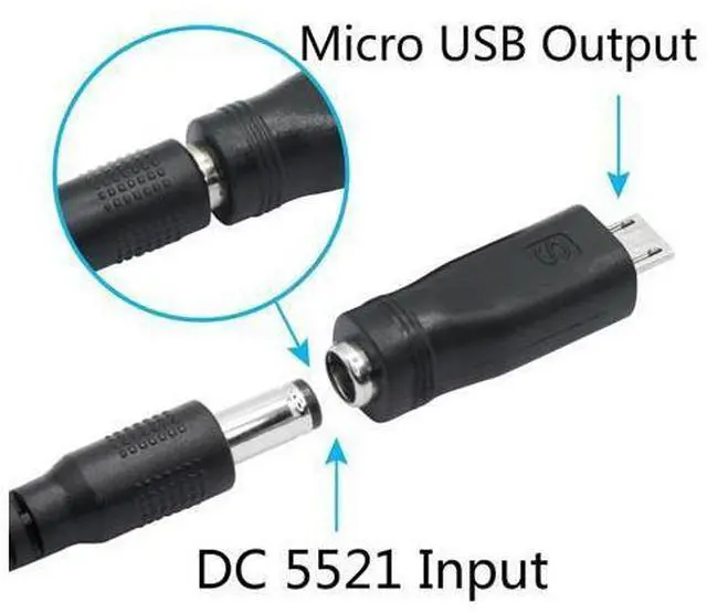 Alt view image 9 of 12 - Vszerda DC 5.5mm x 2.1mm to Micro USB Adapter, 5V DC 5521 Female to Micro USB Male Plug Convert Connector Power (4Pcs)