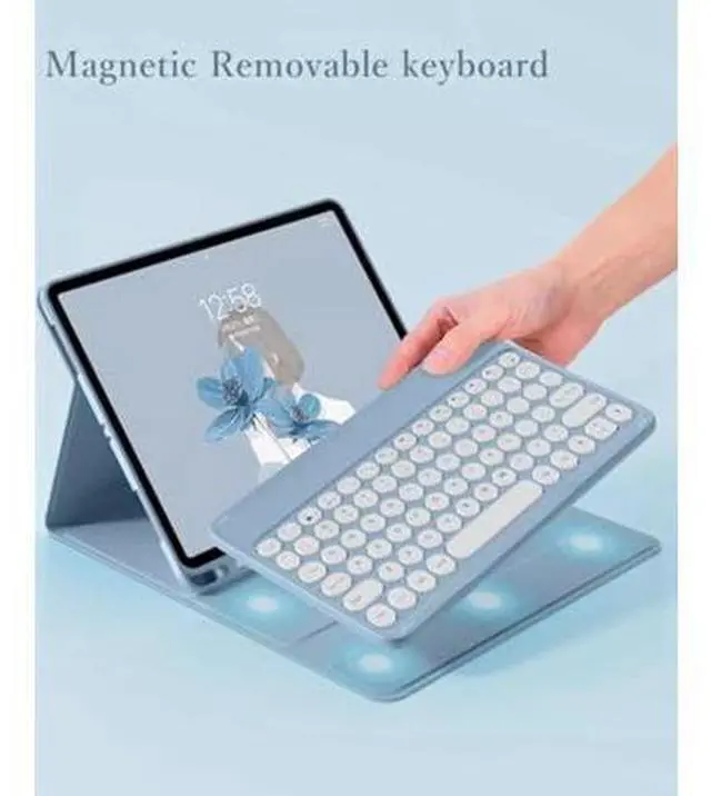 Alt view image 8 of 10 - kaidisen Keyboard Case for Galaxy Tab A8 10.5 inch Case with Keyboard and Bluetooth Mouse, Detachable Candy Color Keyboard Cover Round Key,Pink