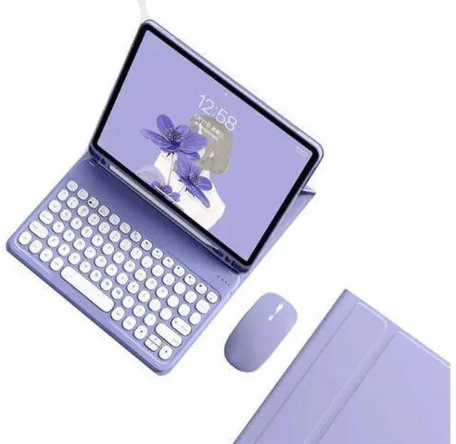Alt view image 6 of 10 - kaidisen Keyboard Case for Galaxy Tab S6 Lite 10.4 inch Case with Keyboard and Bluetooth Mouse, Detachable Candy Color Keyboard Cover Round Key,Purple