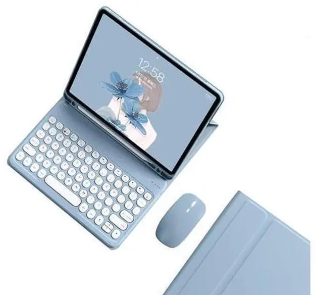 Alt view image 6 of 10 - kaidisen Keyboard Case for Galaxy Tab A7 10.4 inch Case with Keyboard and Bluetooth Mouse, Detachable Candy Color Keyboard Cover Round Key,Mist Blue