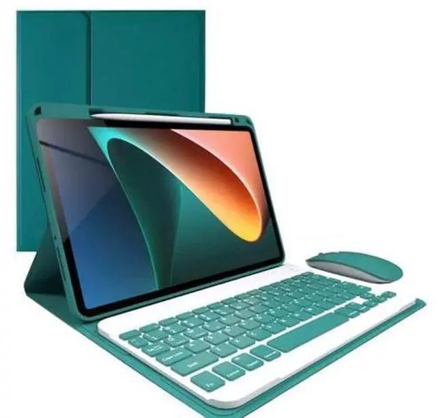 Alt view image 6 of 10 - iPad 10th Generation Case with Keyboard Mouse 2022 iPad 10 Removable Bluetooth Wireless Keyboard Case Color Keys (Dark Green)