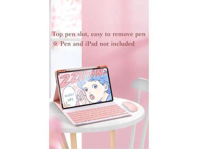 Alt view image 8 of 10 - kaidisen Keyboard Case Mouse for iPad 10th Gen 10.9 inch 2022 iPad 10 Detachable Cute Color Keyboard Case with Pencil Holder,Dark Pink