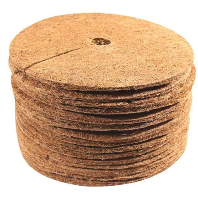 Alt view image 7 of 12 - 16Pcs Coconut Fiber Tree Ring Mulch Mat 11.8 Inch Mulch Ring Plant Protectors Mat for Indoor Outdoor Plants