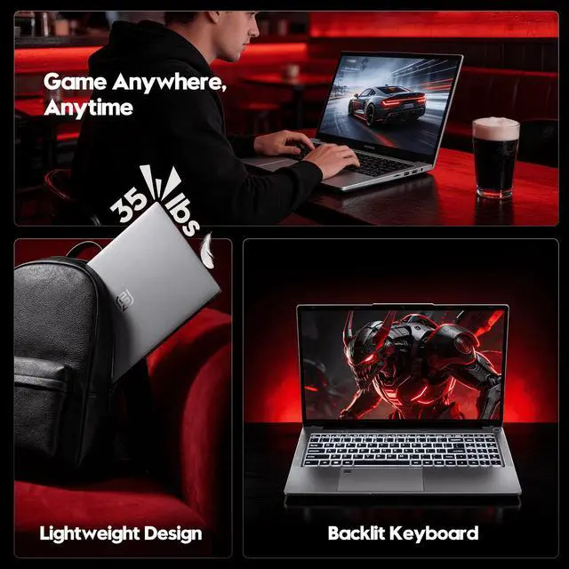 Alt view image 6 of 7 - Chheart 2026 Flagship 15.6" Gaming Laptop | AMD Ryzen 7 6800H | 32GB DDR5 RAM | 1TB NVMe SSD | 8C/16T Up to 4.7GHz | Wins 11 Pro | Backlit Keyboard Fingerprint | Lightweight 3.5lb | 2-Year Warranty