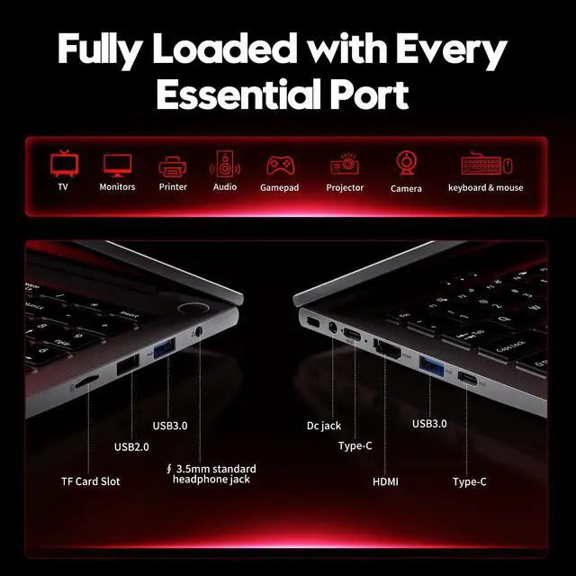 Alt view image 7 of 7 - Chheart 2026 Flagship 15.6" Gaming Laptop | AMD Ryzen 7 6800H | 32GB DDR5 RAM | 1TB NVMe SSD | 8C/16T Up to 4.7GHz | Wins 11 Pro | Backlit Keyboard Fingerprint | Lightweight 3.5lb | 2-Year Warranty