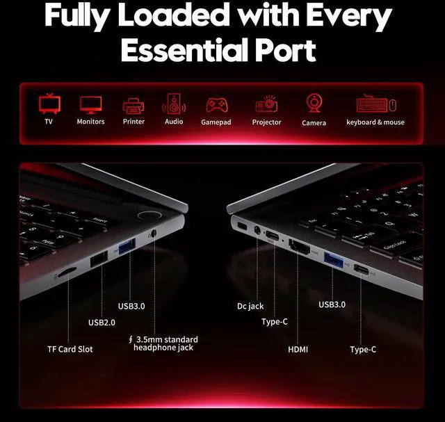 Alt view image 7 of 7 - Chheart 2026 Gaming Laptop, 15.6 Inch Laptop Computer Window 11 Pro, 24GB RAM 1TB SSD, AMD Ryzen 7 6800H(up to 4.7GHz), 2-Year Warranty, FHD 1920 * 1080, Backlit Keyboard for Gaming, Video Editing