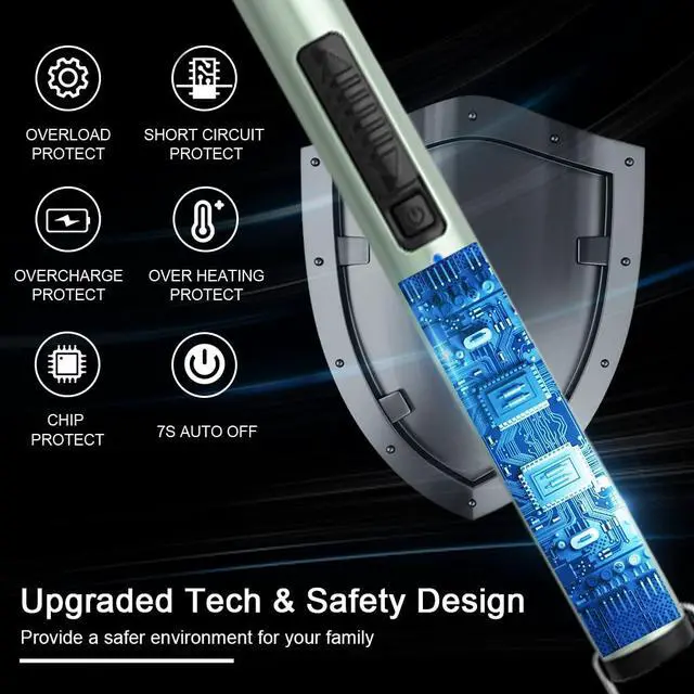 Alt view image 4 of 7 - Lighter, Electric Candle Rechargeable USB Lighter Plasma Arc for Candle Birthday Camping Green