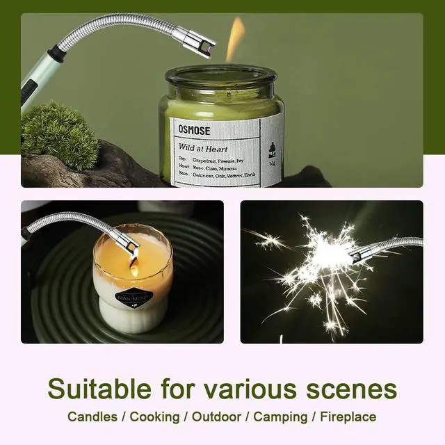 Alt view image 6 of 7 - Lighter, Electric Candle Rechargeable USB Lighter Plasma Arc for Candle Birthday Camping Green