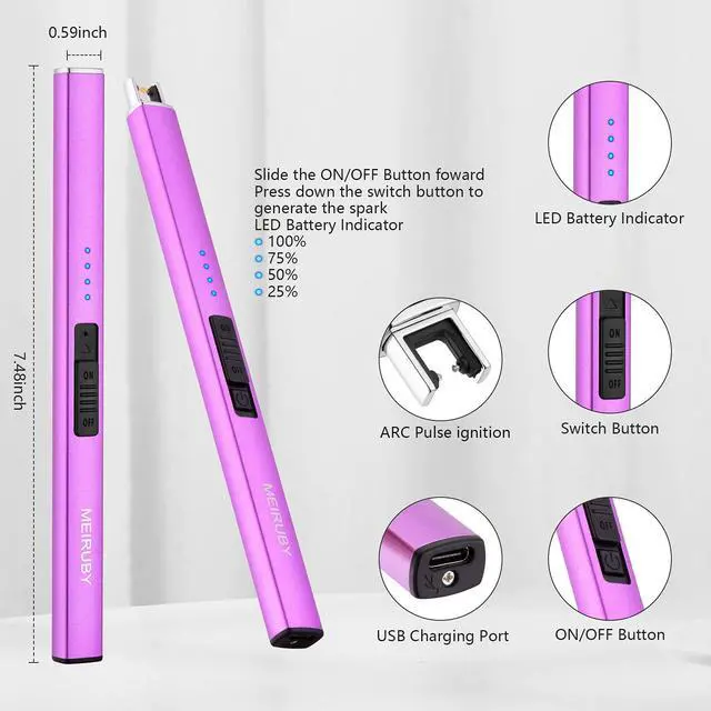 Alt view image 2 of 7 - Electric Candle Lighter, Christmas Stocking Stuffers Gifts for Women Mom Men Wife Sister, USB Arc Rechargeable Windproof Long Lighter for Candle BBQ Housewarming Birthday Gifts Idals