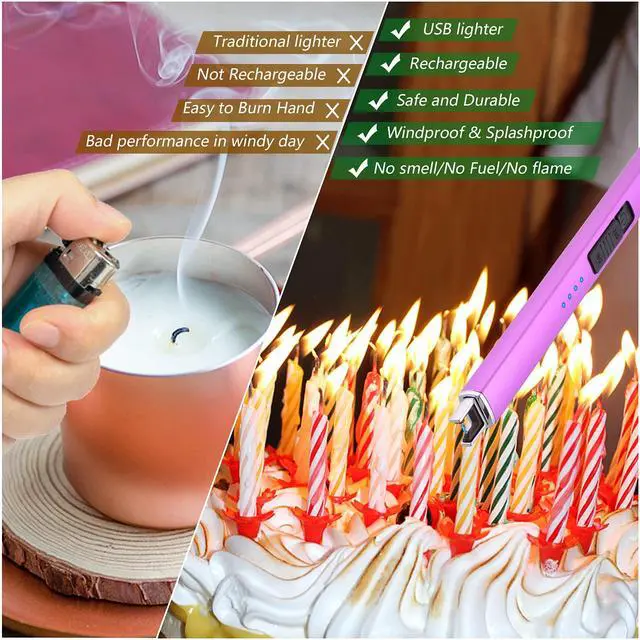 Alt view image 4 of 7 - Electric Candle Lighter, Christmas Stocking Stuffers Gifts for Women Mom Men Wife Sister, USB Arc Rechargeable Windproof Long Lighter for Candle BBQ Housewarming Birthday Gifts Idals
