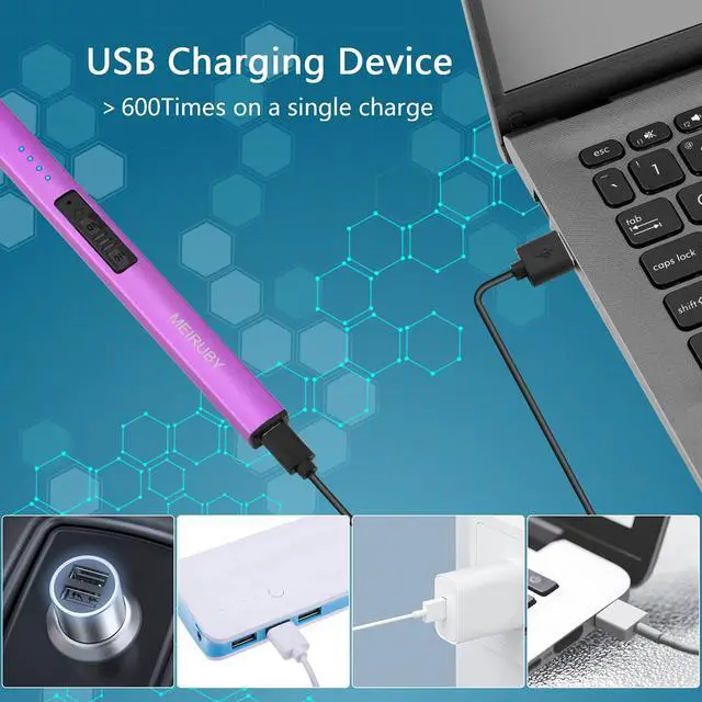 Alt view image 6 of 7 - Electric Candle Lighter, Christmas Stocking Stuffers Gifts for Women Mom Men Wife Sister, USB Arc Rechargeable Windproof Long Lighter for Candle BBQ Housewarming Birthday Gifts Idals