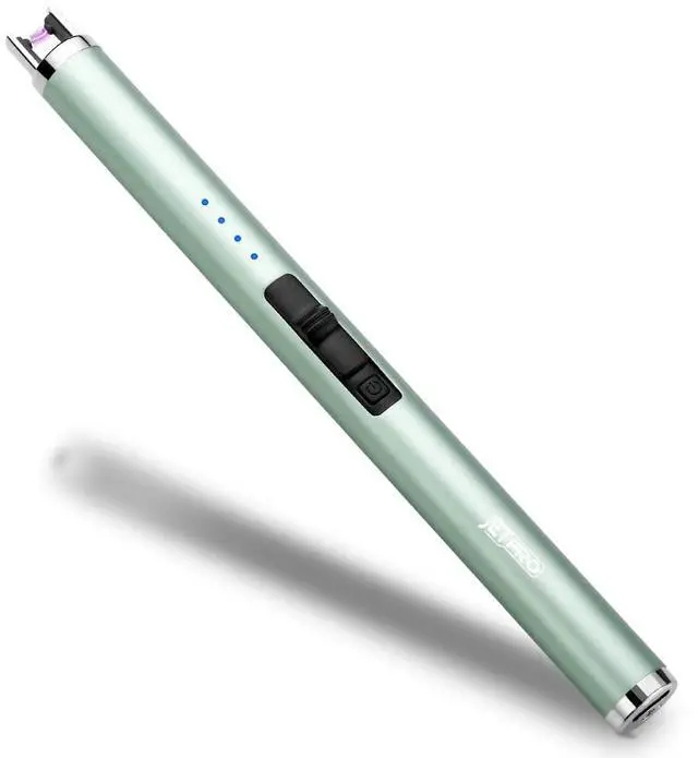 Main image of USB Rechargeable Candle Lighter Electronic Arc Lighter Windproof Flameless with Safety Button for Camping Cooking BBQ (Green)