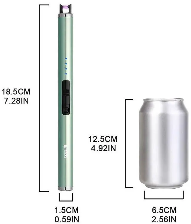 Alt view image 7 of 7 - USB Rechargeable Candle Lighter Electronic Arc Lighter Windproof Flameless with Safety Button for Camping Cooking BBQ (Green)