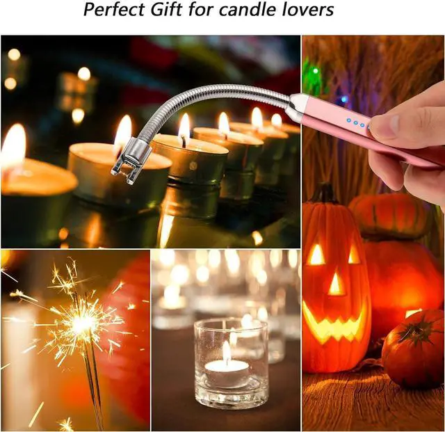 Alt view image 6 of 7 - 2 Pack Electric Candle Lighter, Birthday Christmas Stocking Stuffers Gifts for Women Mom Men Wife Sister, USB Arc Rechargeable Windproof Long Lighter for Candle BBQ Housewarming Gift Idals