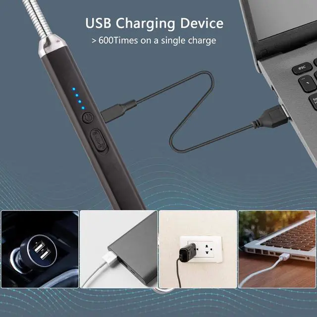 Alt view image 5 of 7 - 2 Pack Electric Candle Lighter, Birthday Christmas Stocking Stuffers Gifts for Women Mom Men Wife Sister, USB Arc Rechargeable Windproof Long Lighter for Candle BBQ Housewarming Gift Idals