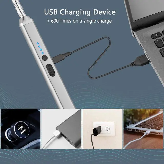 Alt view image 5 of 7 - 2 Pack Electric Candle Lighter, Birthday Christmas Stocking Stuffers Gifts for Women Mom Men Wife Sister, USB Arc Rechargeable Windproof Long Lighter for Candle BBQ Housewarming Gift Idals