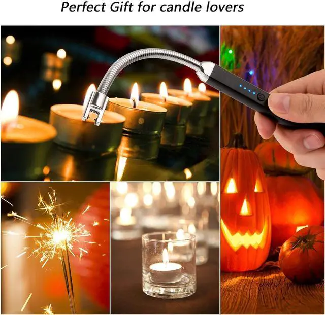 Alt view image 6 of 7 - 2 Pack Electric Candle Lighter, Birthday Christmas Stocking Stuffers Gifts for Women Mom Men Wife Sister, USB Arc Rechargeable Windproof Long Lighter for Candle BBQ Housewarming Gift Idals