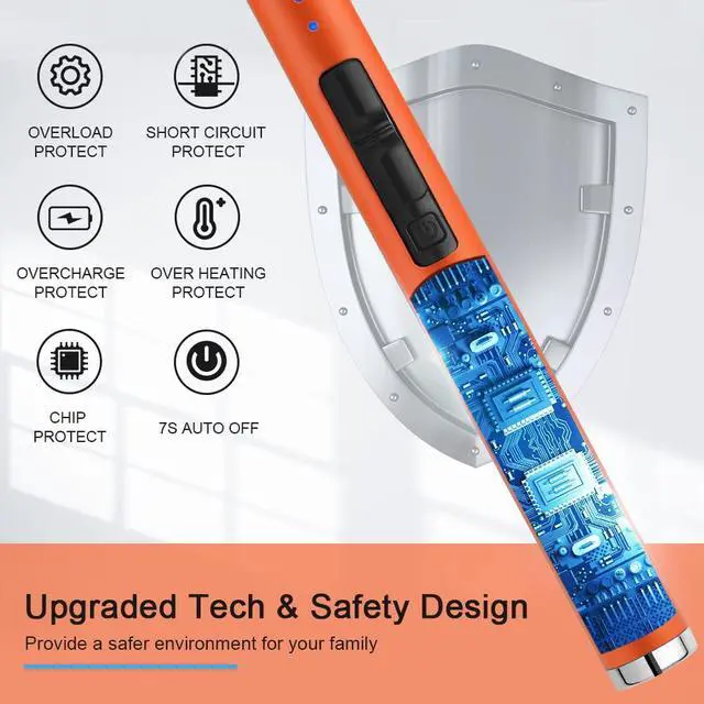 Alt view image 4 of 7 - Fluorescent Lighter Glows in The Dark USB Lighter Rechargeable Windproof Pocket Size for Candle Cooking BBQ in Party (Orange)