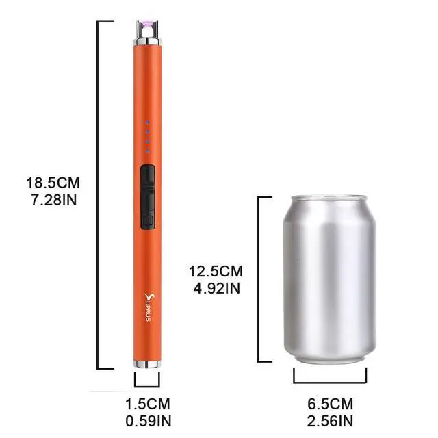 Alt view image 7 of 7 - Fluorescent Lighter Glows in The Dark USB Lighter Rechargeable Windproof Pocket Size for Candle Cooking BBQ in Party (Orange)