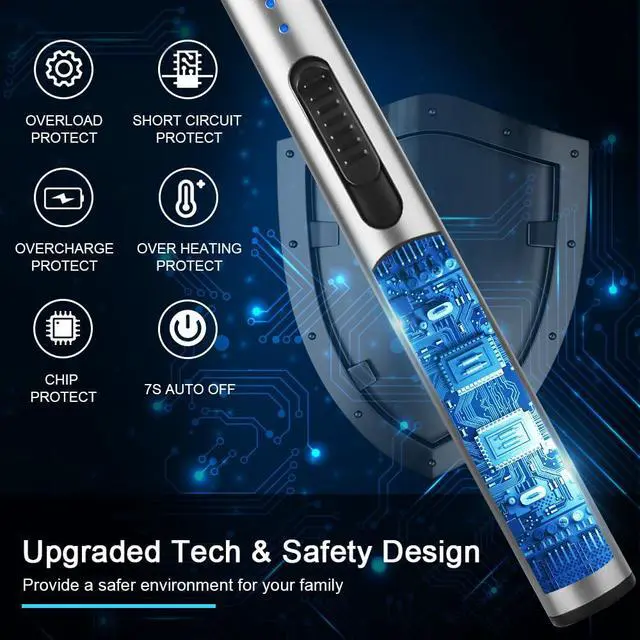 Alt view image 4 of 7 - Electric Candle Rechargeable Lighter Arc Plasma Lighters for Candle Kitchen Camping Christmas Type-C Silver