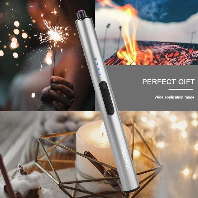 Alt view image 6 of 7 - Electric Candle Rechargeable Lighter Arc Plasma Lighters for Candle Kitchen Camping Christmas Type-C Silver