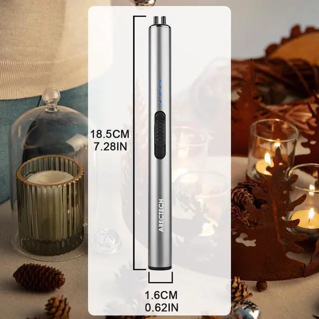 Alt view image 7 of 7 - Electric Candle Rechargeable Lighter Arc Plasma Lighters for Candle Kitchen Camping Christmas Type-C Silver