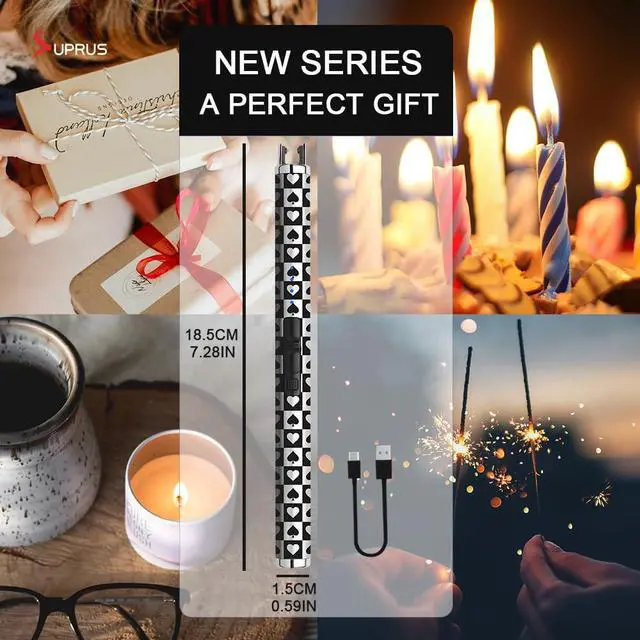 Alt view image 7 of 7 - Electric Candle Lighter USB Type C Rechargeable Lighter with Upgraded LED Battery Display Safety Switch Flameless Plasma Windproof for Candle Cooking BBQs Fireworks (Ace)