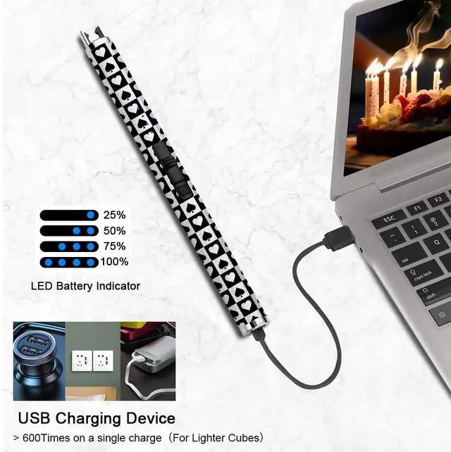 Alt view image 5 of 7 - Electric Candle Lighter USB Type C Rechargeable Lighter with Upgraded LED Battery Display Safety Switch Flameless Plasma Windproof for Candle Cooking BBQs Fireworks (Ace)