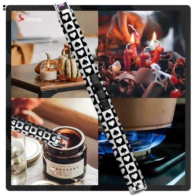 Alt view image 6 of 7 - Electric Candle Lighter USB Type C Rechargeable Lighter with Upgraded LED Battery Display Safety Switch Flameless Plasma Windproof for Candle Cooking BBQs Fireworks (Ace)