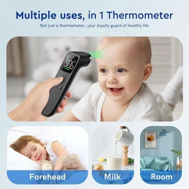 Alt view image 5 of 7 - No-Touch Thermometer for Adults and Kids - Digital Forehead Thermometer with High Accuracy, Ultra Clear LEDScreen and Fever Alarm