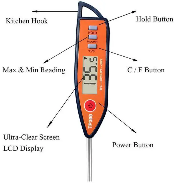 Alt view image 2 of 7 - Digital Meat & Milk Thermometer - Instant Read Probe for Cooking, BBQ, Grill, Deep Fry, Roast & Baking