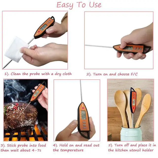 Alt view image 3 of 7 - Digital Meat & Milk Thermometer - Instant Read Probe for Cooking, BBQ, Grill, Deep Fry, Roast & Baking