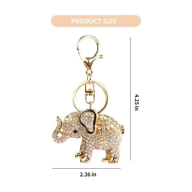 Alt view image 2 of 7 - Lucky Elephant Keychain Rhinestone Key Chain for Women Car Purse Handbag Charm (White)