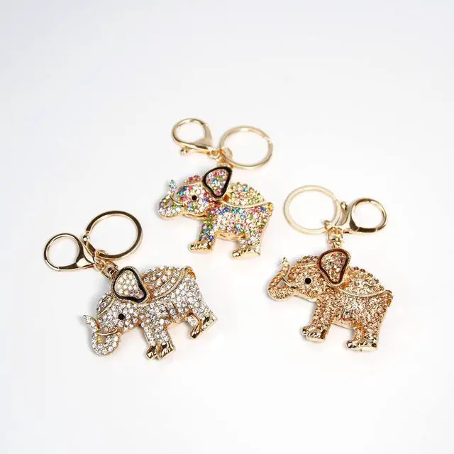 Alt view image 6 of 7 - Lucky Elephant Keychain Rhinestone Key Chain for Women Car Purse Handbag Charm (White)