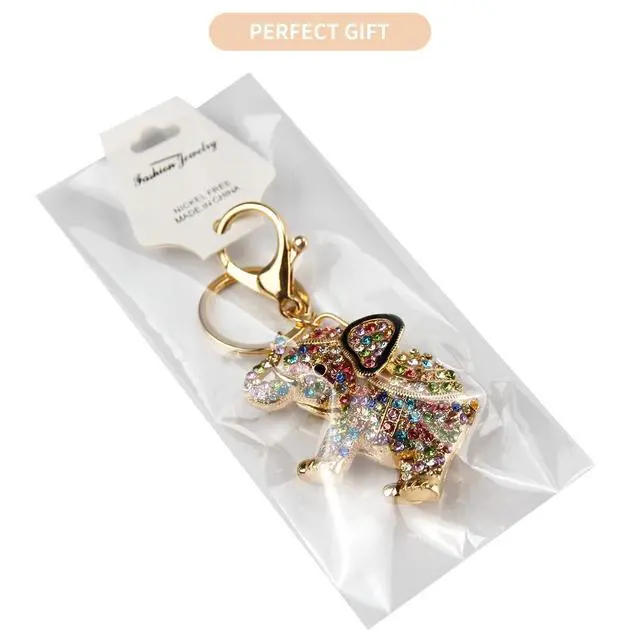Alt view image 5 of 7 - Lucky Elephant Keychain Rhinestone Key Chain for Women Car Purse Handbag Charm (White)