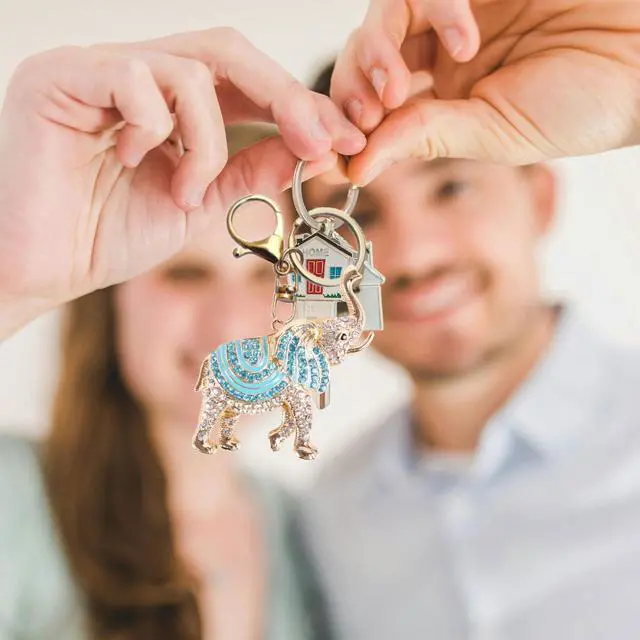 Alt view image 3 of 7 - Elephant Keychain,Animals Rhinestone Key Decoration for Women,Sparkling Keyring Crystal Purse Pendant,Gift to Friends (Blue Elephant)