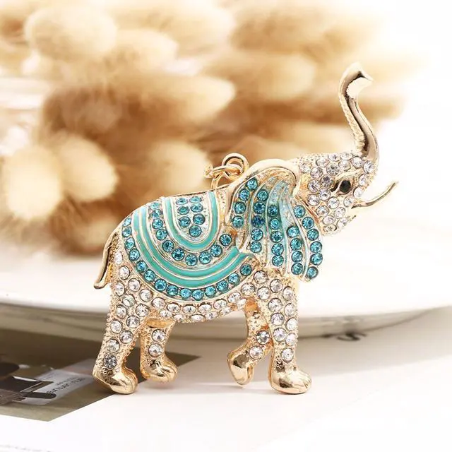 Alt view image 5 of 7 - Elephant Keychain,Animals Rhinestone Key Decoration for Women,Sparkling Keyring Crystal Purse Pendant,Gift to Friends (Blue Elephant)