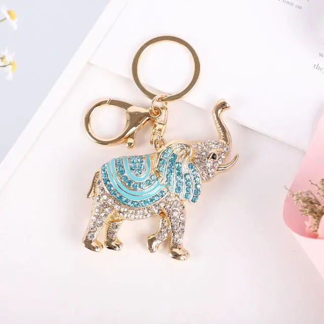 Alt view image 6 of 7 - Elephant Keychain,Animals Rhinestone Key Decoration for Women,Sparkling Keyring Crystal Purse Pendant,Gift to Friends (Blue Elephant)